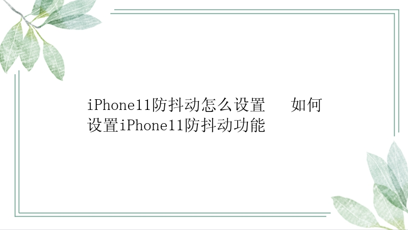 iPhone11防抖动怎么设置   如何设置iPhone11防抖动功能