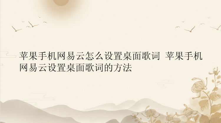 苹果手机网易云怎么设置桌面歌词 苹果手机网易云设置桌面歌词的方法