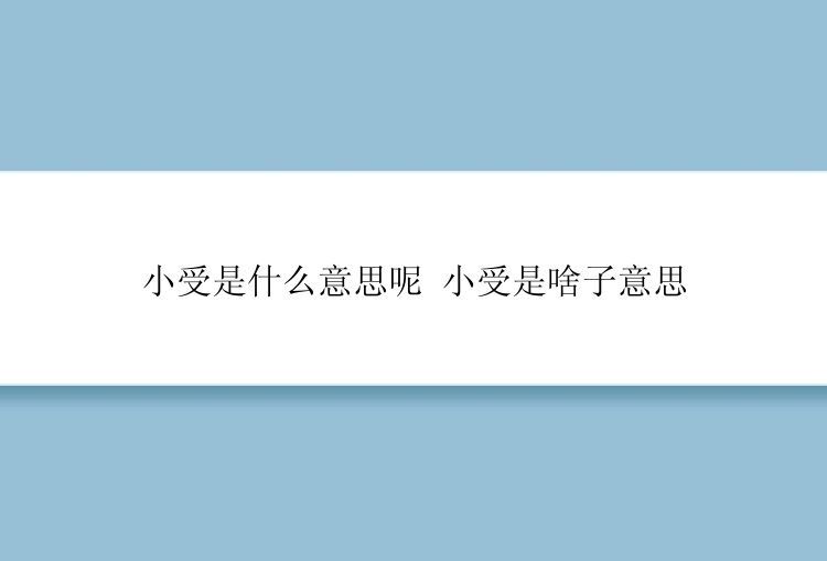 小受是什么意思呢 小受是啥子意思