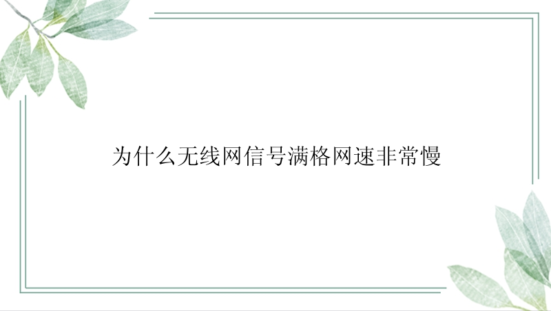 为什么无线网信号满格网速非常慢