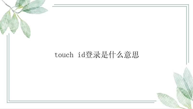 touch id登录是什么意思