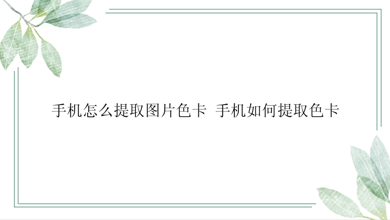 手机怎么提取图片色卡 手机如何提取色卡