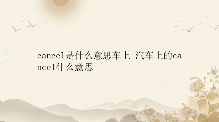 cancel是什么意思车上 汽车上的cancel什么意思