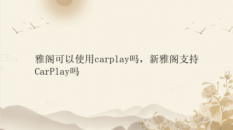 雅阁可以使用carplay吗，新雅阁支持CarPlay吗