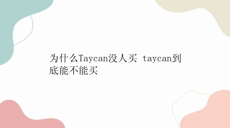 为什么Taycan没人买 taycan到底能不能买