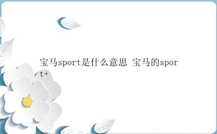 宝马sport是什么意思 宝马的sport+