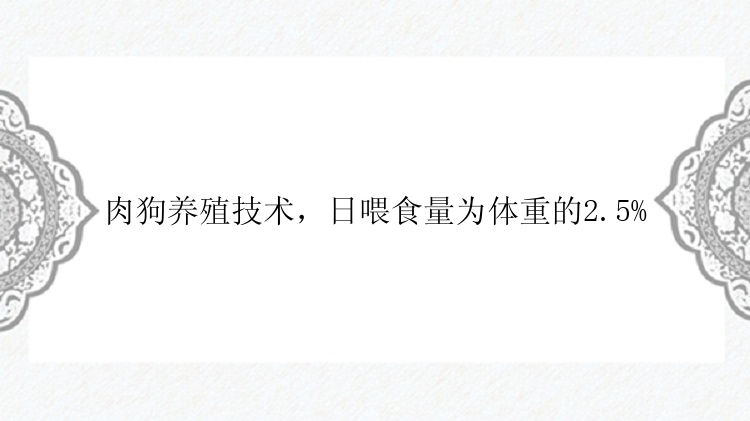 肉狗养殖技术，日喂食量为体重的2.5%