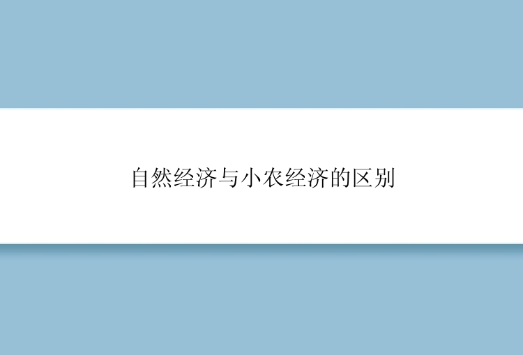 自然经济与小农经济的区别