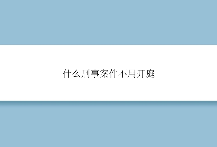 什么刑事案件不用开庭