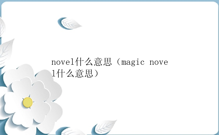 novel什么意思（magic novel什么意思）