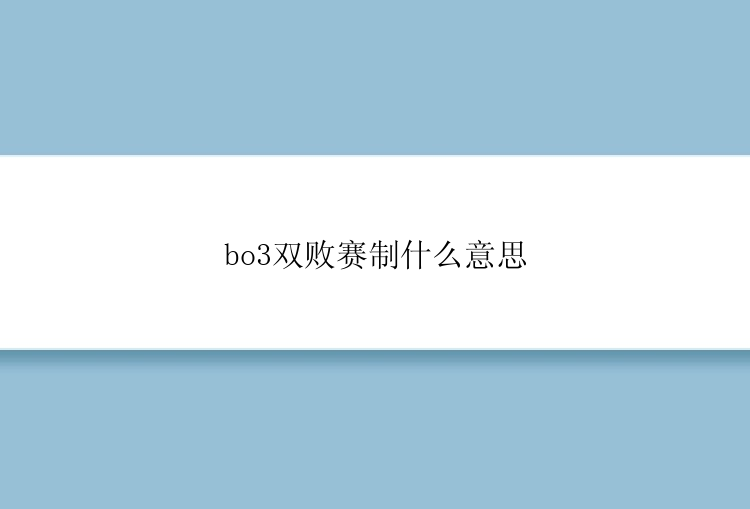 bo3双败赛制什么意思