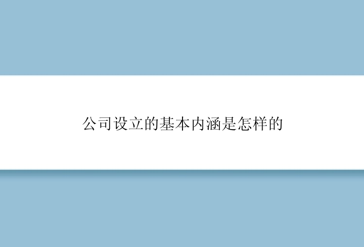 公司设立的基本内涵是怎样的