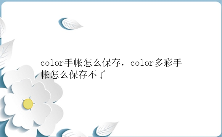 color手帐怎么保存，color多彩手帐怎么保存不了