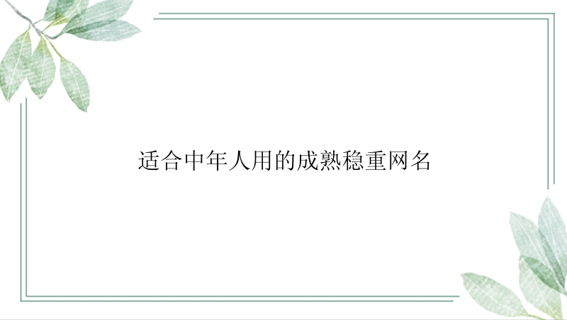 适合中年人用的成熟稳重网名