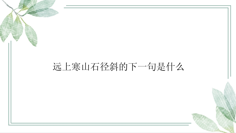 远上寒山石径斜的下一句是什么