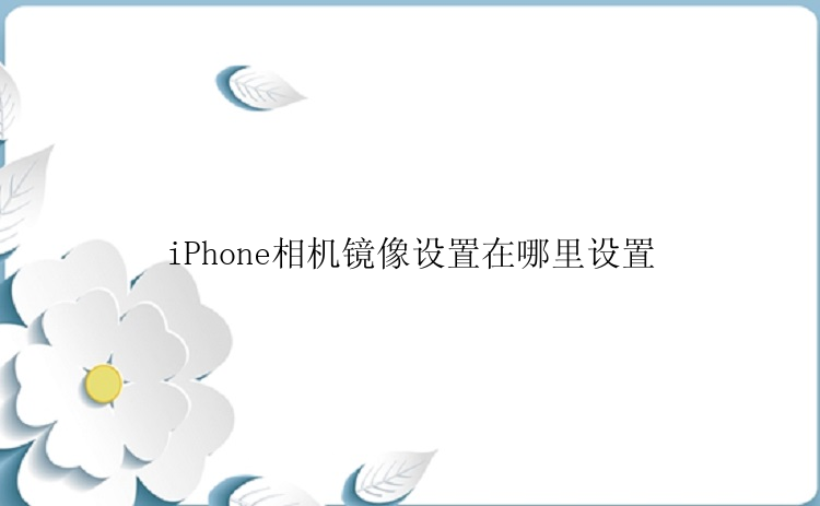 iPhone相机镜像设置在哪里设置