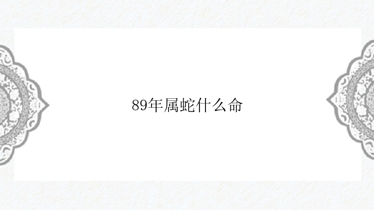 89年属蛇什么命