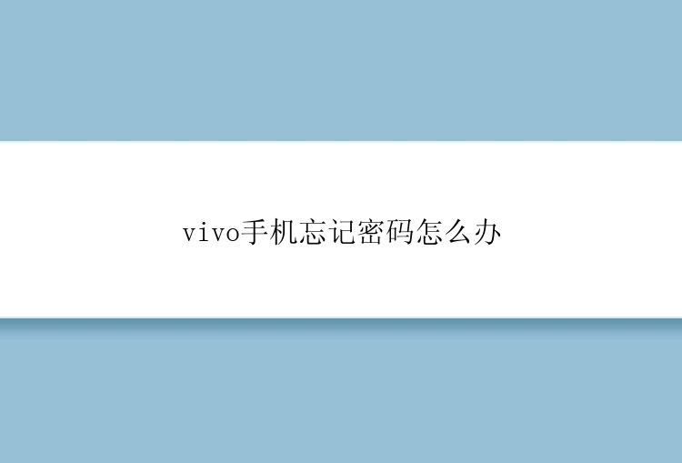 vivo手机忘记密码怎么办