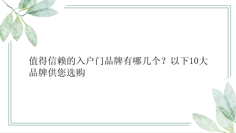 值得信赖的入户门品牌有哪几个？以下10大品牌供您选购