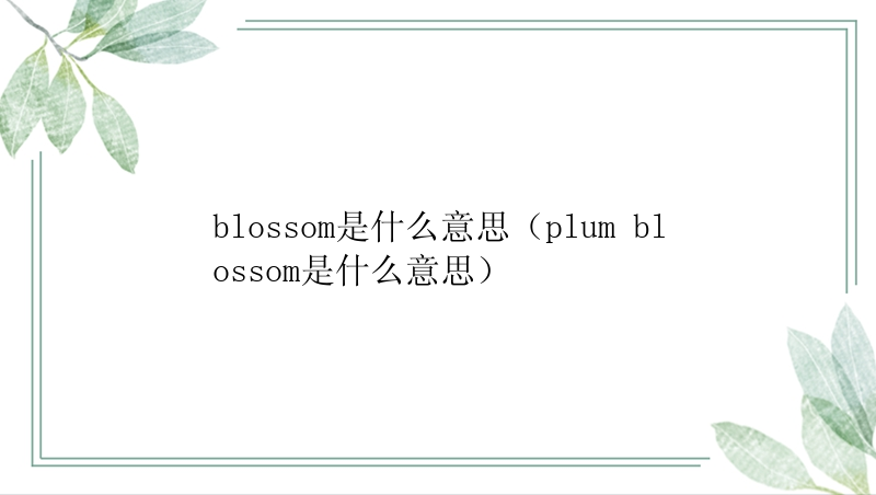 blossom是什么意思（plum blossom是什么意思）