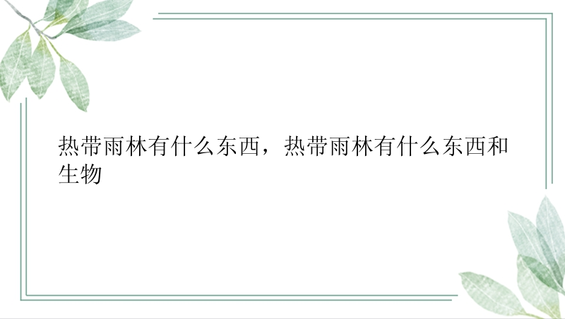 热带雨林有什么东西，热带雨林有什么东西和生物