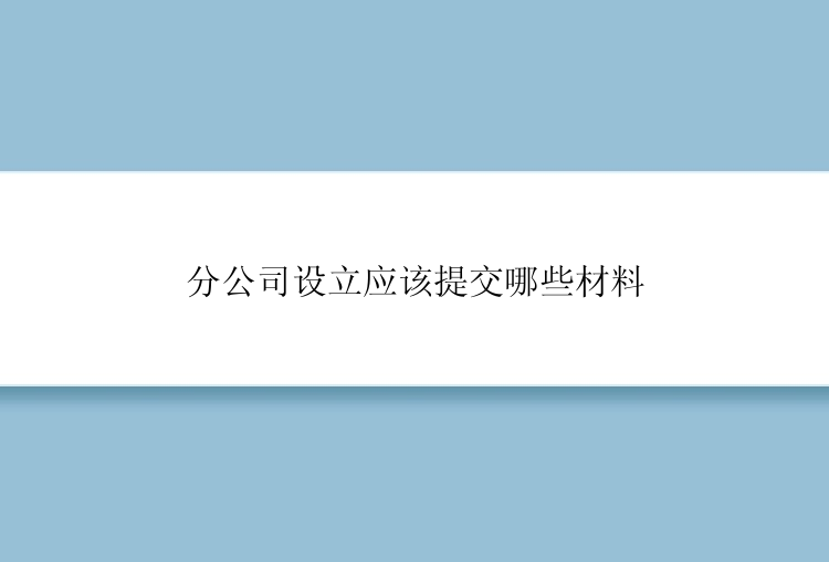 分公司设立应该提交哪些材料