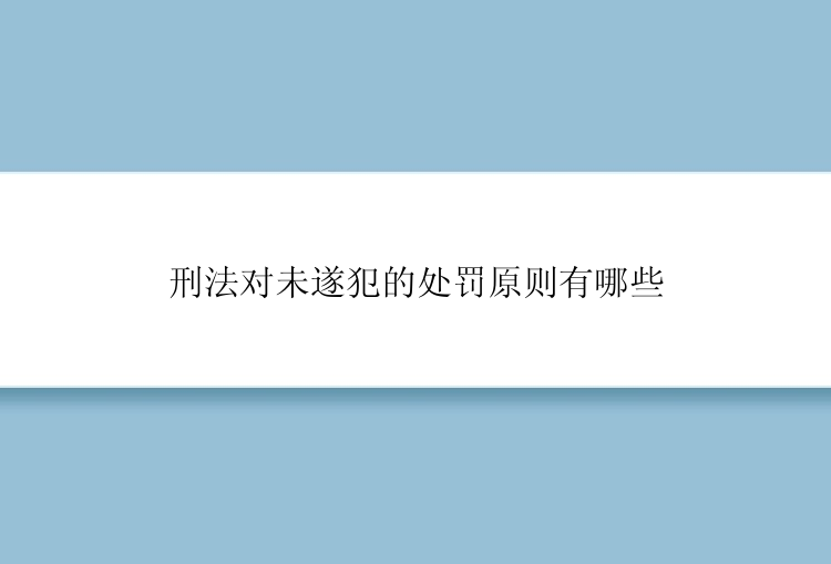 刑法对未遂犯的处罚原则有哪些