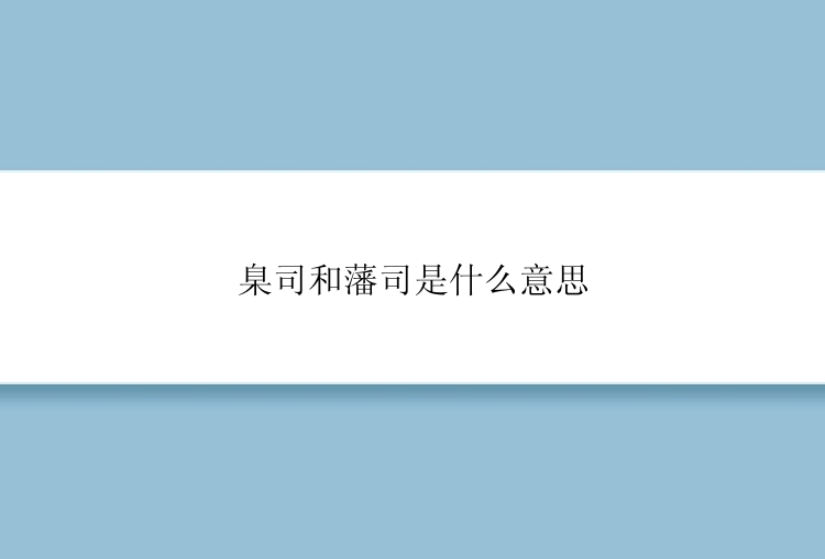 臬司和藩司是什么意思