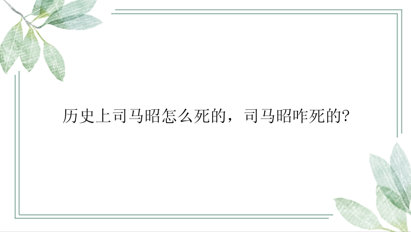 历史上司马昭怎么死的，司马昭咋死的?