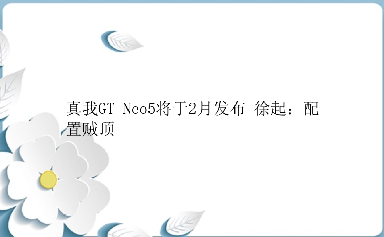 真我GT Neo5将于2月发布 徐起：配置贼顶