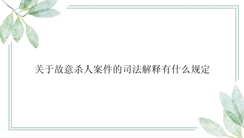 关于故意杀人案件的司法解释有什么规定