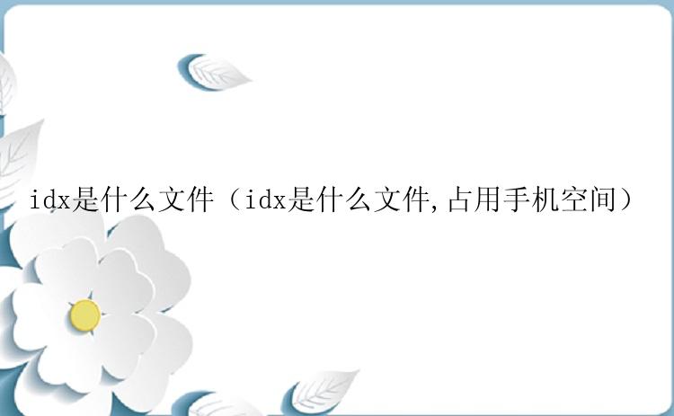 idx是什么文件（idx是什么文件,占用手机空间）