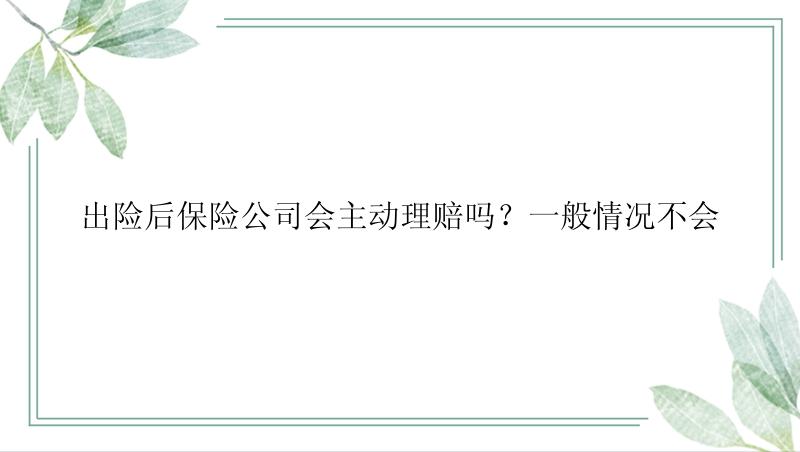 出险后保险公司会主动理赔吗？一般情况不会