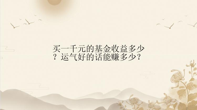 买一千元的基金收益多少？运气好的话能赚多少？