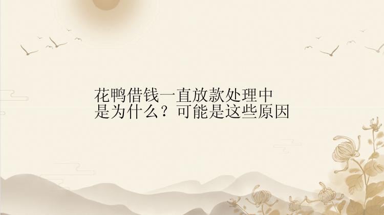 花鸭借钱一直放款处理中是为什么？可能是这些原因