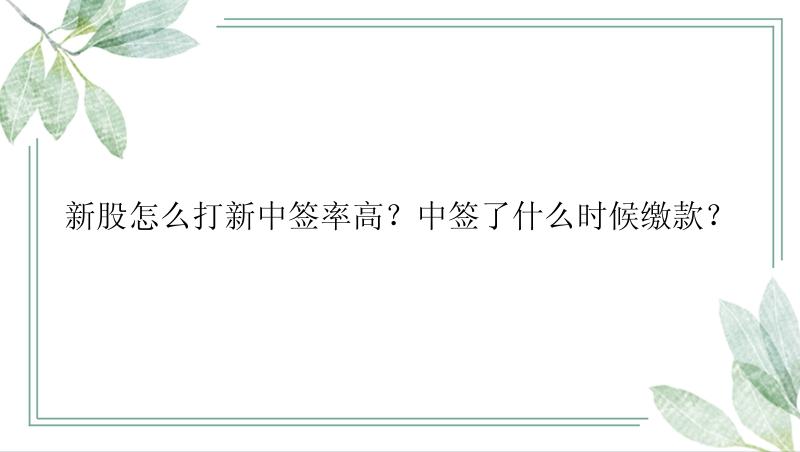 新股怎么打新中签率高？中签了什么时候缴款？