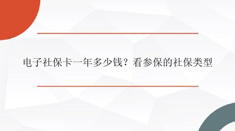 电子社保卡一年多少钱？看参保的社保类型