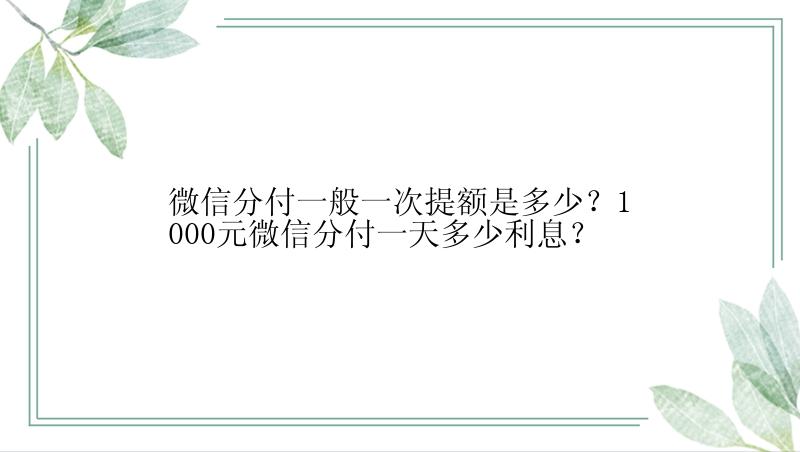 微信分付一般一次提额是多少？1000元微信分付一天多少利息？