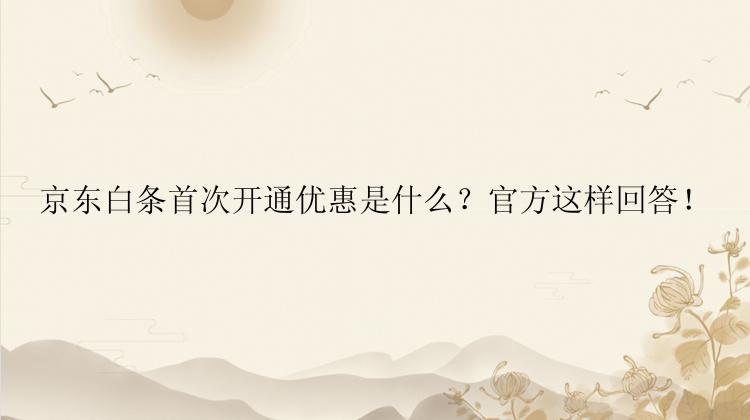 京东白条首次开通优惠是什么？官方这样回答！