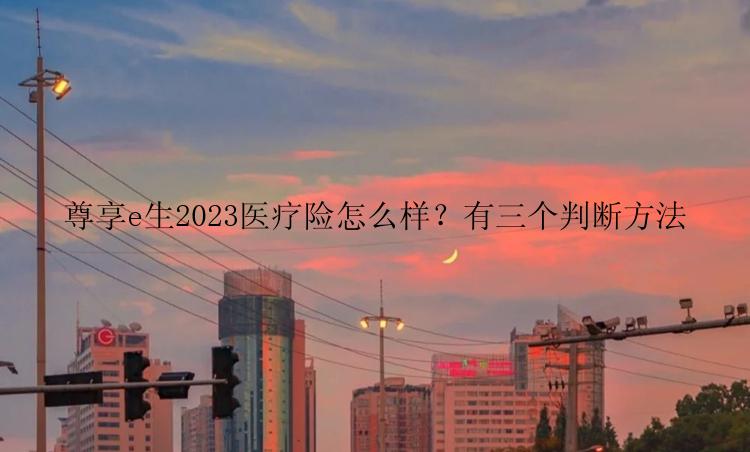 尊享e生2023医疗险怎么样？有三个判断方法