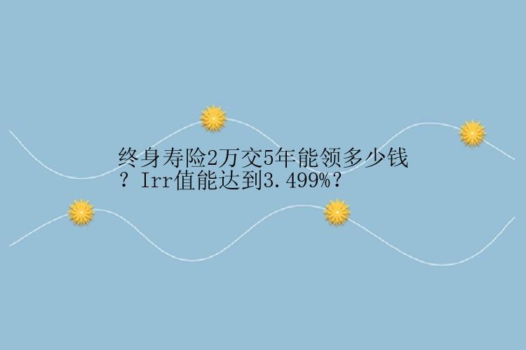 终身寿险2万交5年能领多少钱？Irr值能达到3.499%？