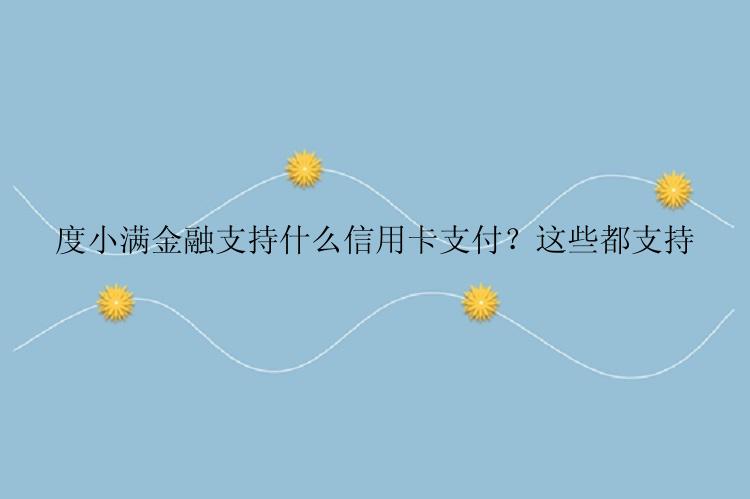 度小满金融支持什么信用卡支付？这些都支持