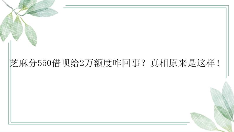 芝麻分550借呗给2万额度咋回事？真相原来是这样！