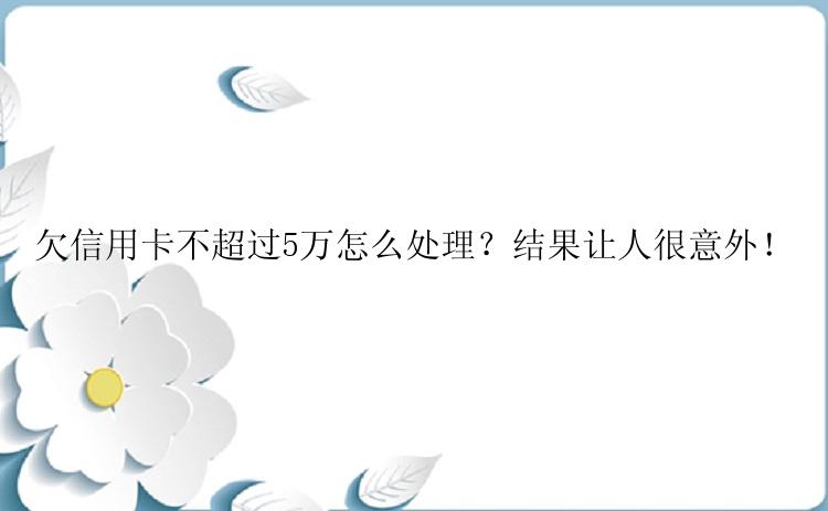 欠信用卡不超过5万怎么处理？结果让人很意外！