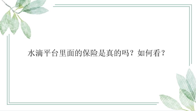 水滴平台里面的保险是真的吗？如何看？