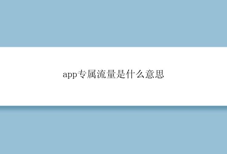 app专属流量是什么意思