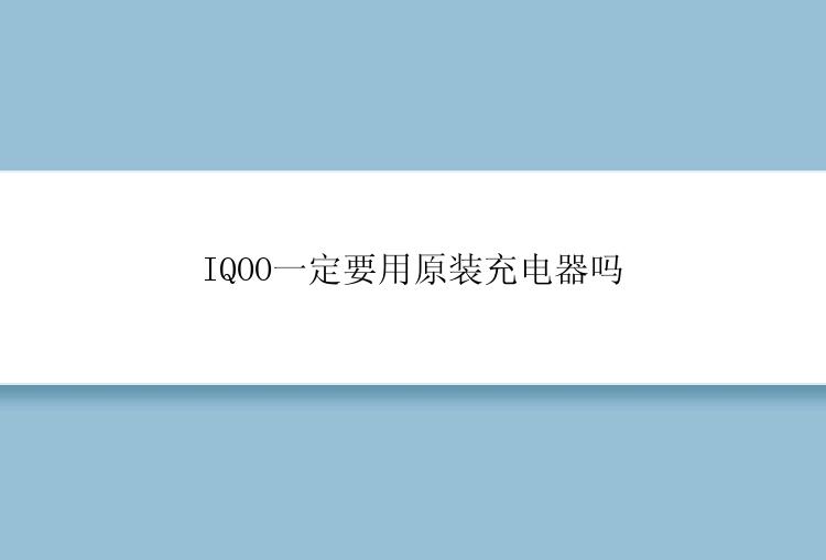 IQOO一定要用原装充电器吗