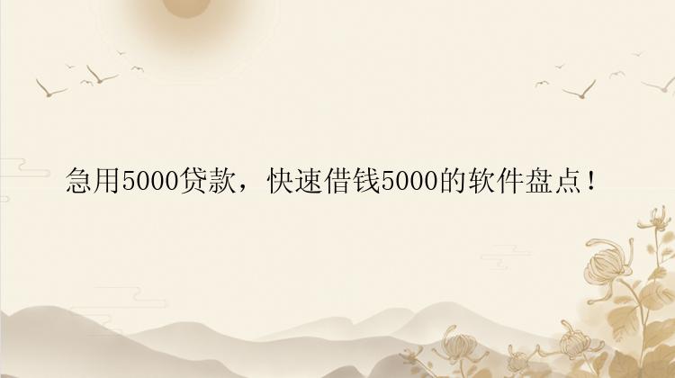 急用5000贷款，快速借钱5000的软件盘点！