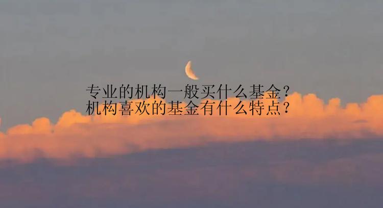 专业的机构一般买什么基金？机构喜欢的基金有什么特点？