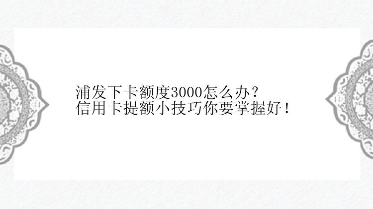 浦发下卡额度3000怎么办？信用卡提额小技巧你要掌握好！